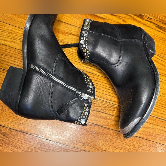 GOLDEN GOOSE YOUNG LEATHER WESTERN ANKLE BOOTS - Picture 3 of 15
